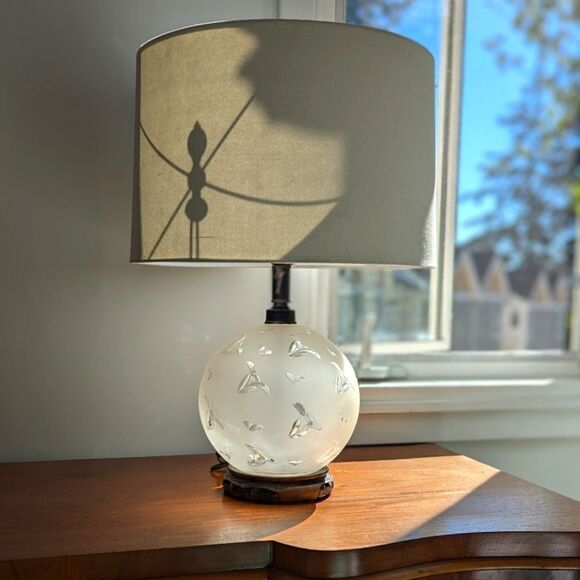 Vintage Art Deco Etched|Cut Glass Table Lamp - Picture 1 of 8